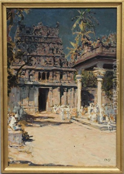 Tempel Bei Kalkutta Oil Painting - Erich Kips