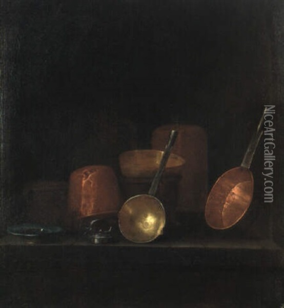 Stilleben Mit Kupfer- Und Messinggeschirr Oil Painting - Franz Friedrich Frank