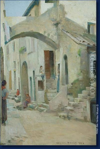 Rue De Village Italien Oil Painting - Ludovic Baues