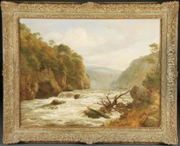 Rapids On The River Clyde Oil Painting - Edmund Gill