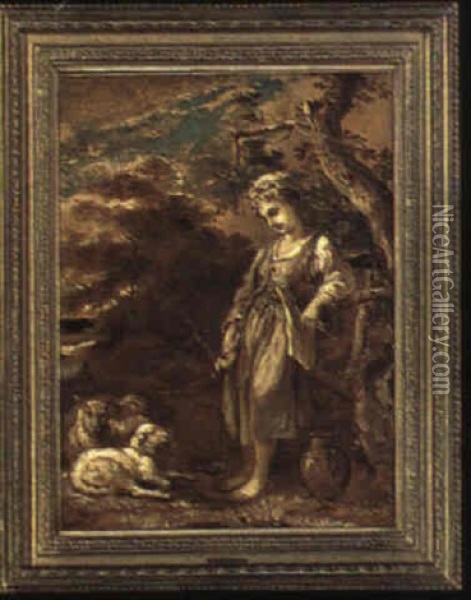The Shepherdess Oil Painting - Thomas Barker
