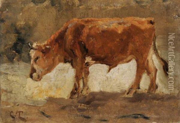 Taurillon A L'etable Oil Painting - Constant Troyon