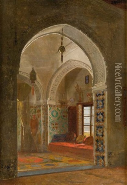 Interieur Algerien Oil Painting - David Emile Joseph de Noter