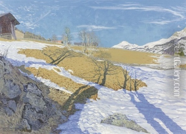 Sonnige Winterlandschaft Bei Adelboden Oil Painting - Waldemar Theophil Fink