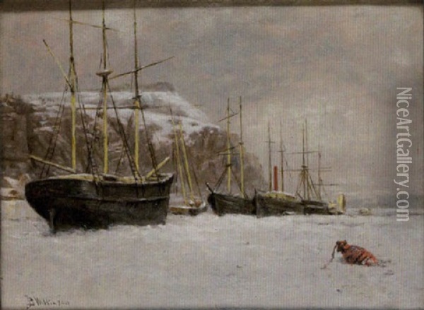 Vessels In Pack-ice Oil Painting - John B. Wilkinson