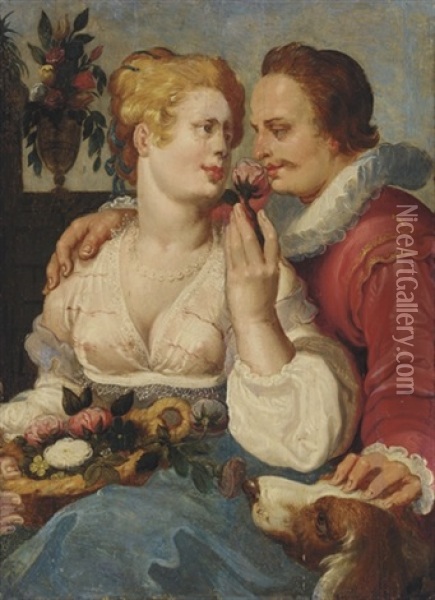An Allegory Of The Sense Of Smell Oil Painting - Hendrik Goltzius