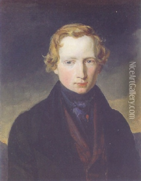 Portrait Des Carl Jodocus Meyer, Kunsthandler In Wien Oil Painting - Carl Rahl