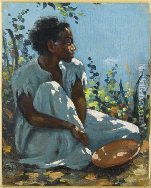 Sitzende Afroamerikanerin Oil Painting - Frank Buchser