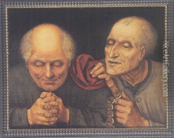 Les Deux Hypocrites Oil Painting - Quentin Massys the Elder