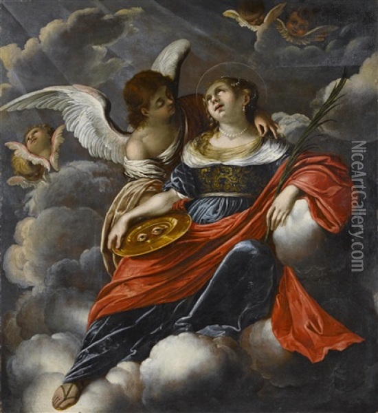 Santa Lucia In Gloria Oil Painting - Ferrau Fenzoni