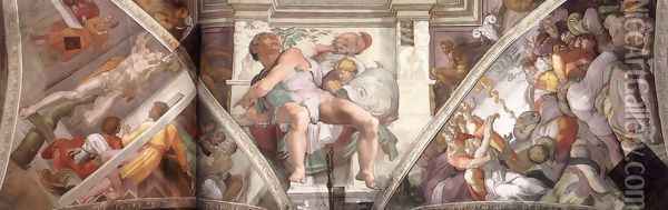 Frescoes above the altar wall 1508-12 Oil Painting - Michelangelo Buonarroti