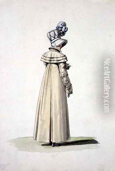 Elegant woman with a bonnet, illustration from Incroyables et Merveilleuses Oil Painting - Horace Vernet