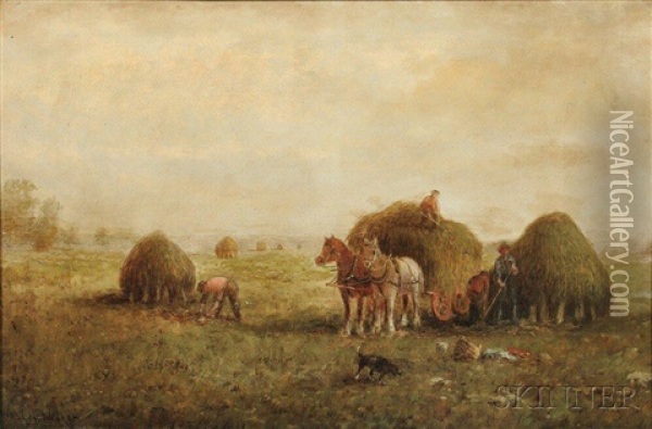 Loading Hay Oil Painting - Elbridge Wesley Webber