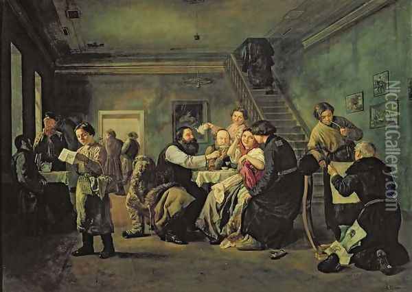 An Eating House, 1859 Oil Painting - Andrei Andreevich Popov