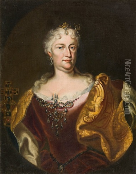 Elisabeth Christine V. Braunschweig-wolfenbuttel-bevern Oil Painting - Johann Gottfried Auerbach