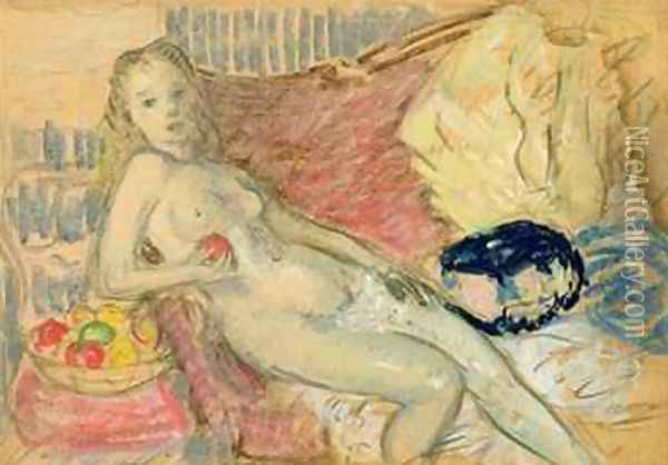 Study for Nude with Apple Oil Painting - William Glackens