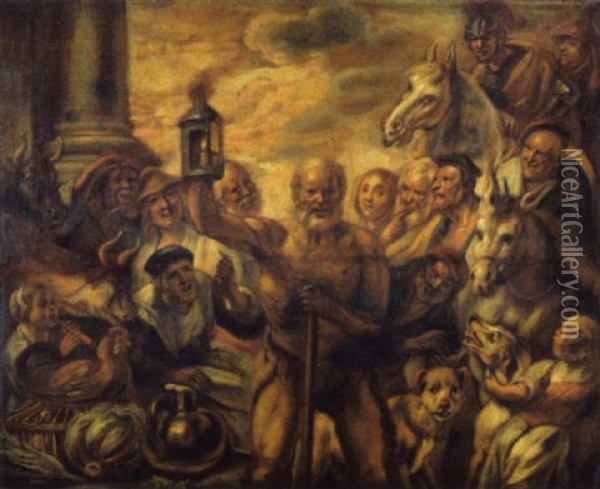 Diogenes Zoekt De Mens Oil Painting - Jacob Jordaens