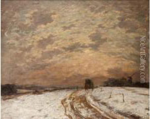  Route En Hiver  Oil Painting - Louis Braquaval