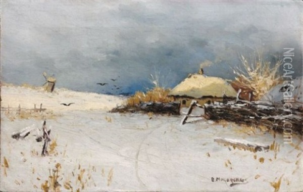 Datcha Sous La Neige Oil Painting - Vladimir Egorovich Makovsky