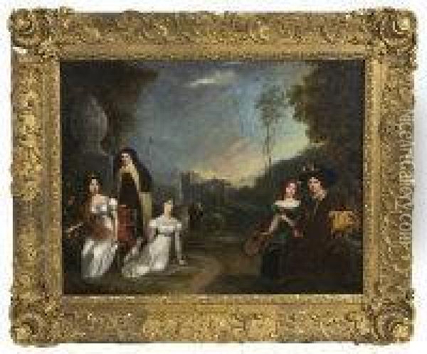 A Conversation Piece Of The Women Of A Pious Family Oil Painting - Joseph Patrick Haverty