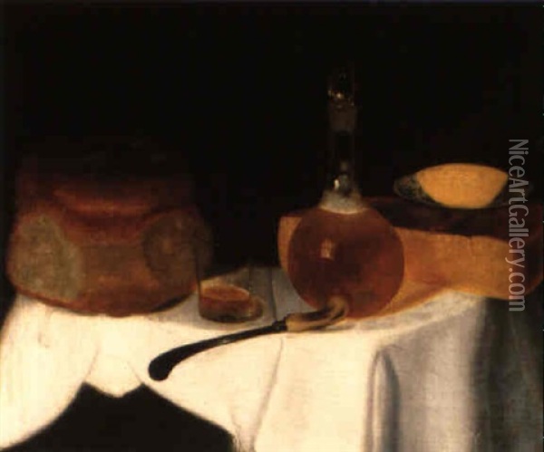Stilleben Mit Brot, Kase Und Bier Oil Painting - George Smith of Chichester
