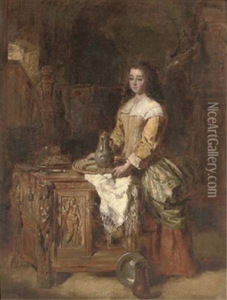 The Serving Maid Oil Painting - Daniel Pasmore the Younger