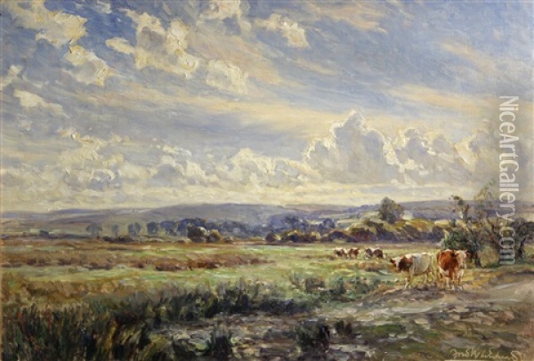 Meadowland In The Frome Valley, Dorset Oil Painting - Frederick (William Newton) Whitehead