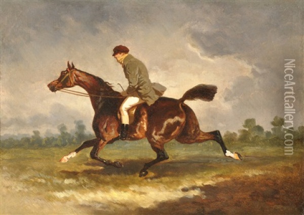 Jinete A Caballo Fondo De Paisaje Oil Painting - Alfred De Dreux