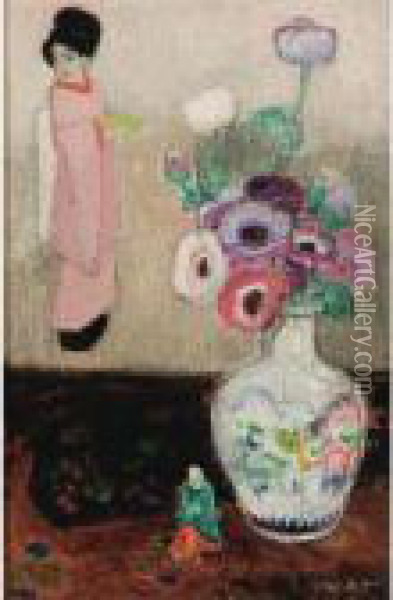 Stillleven Met Anemonen Oil Painting - Gustave De Smet