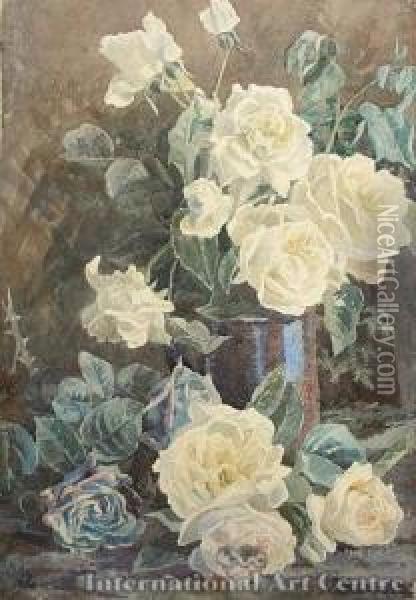 White Roses Oil Painting - Margaret Olrog Stoddart