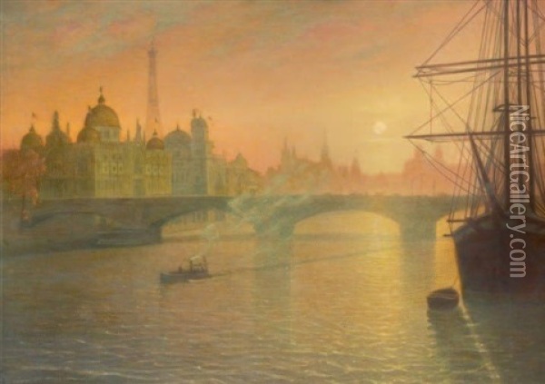 Vue De L'exposition Universelle De 1900 Avec Le Pavillon Italien, Paris Oil Painting - Jean-Joseph Enders