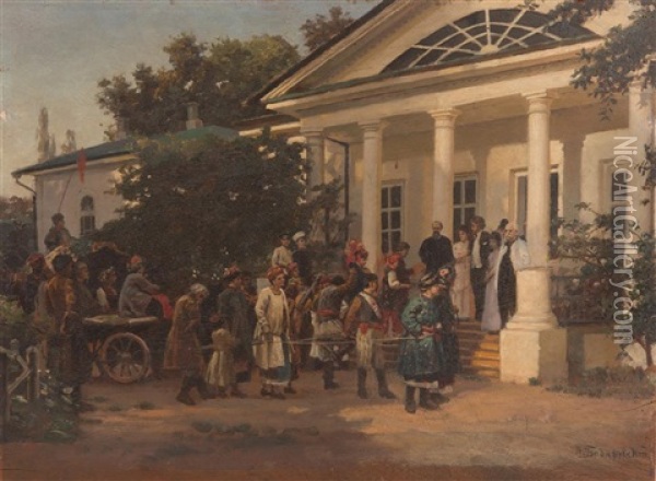 A Wedding Party Oil Painting - Nikolai Kornilievich Bodarevsky