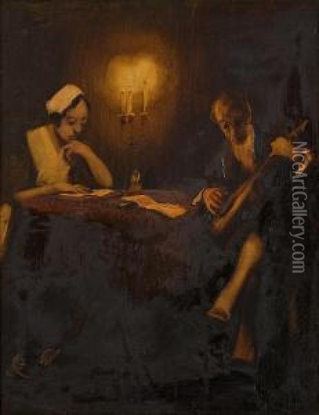 Dasabendstandchen Oil Painting - Wilhelm Schreuer
