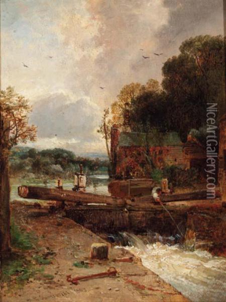 The Lock Gates Oil Painting - James Webb