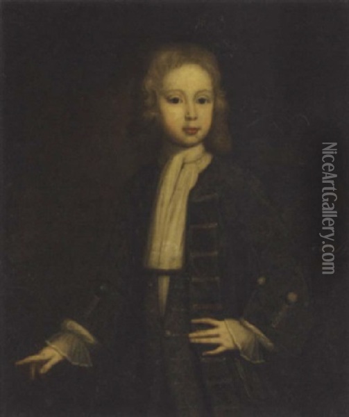 Portrait Of A Boy In A Silver-trimmed Jacket And Waistcoat Oil Painting - Charles d' Agar