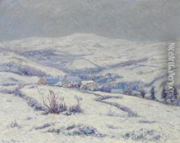 Les Monts D'arree Sous La Neige Oil Painting - Henri Moret