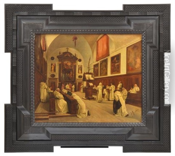 Chapel Interior Oil Painting - Francesco Borsini