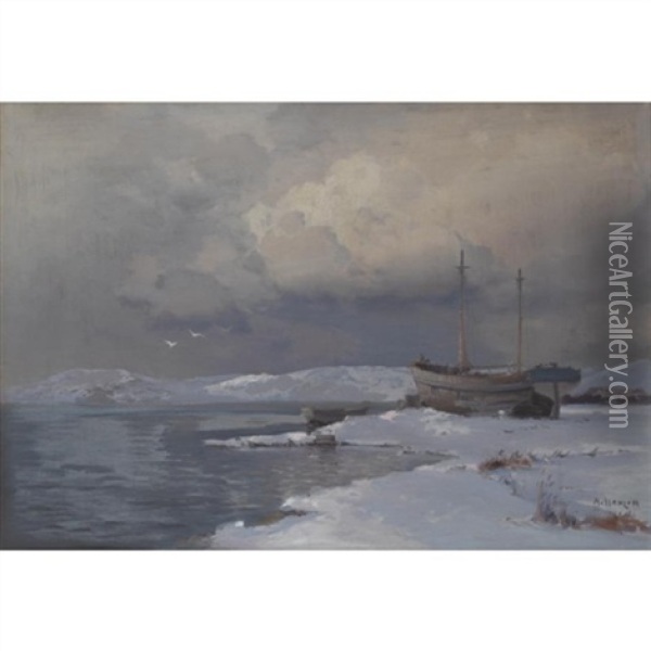 Winter Seascape Oil Painting - Alexei Vasilievitch Hanzen