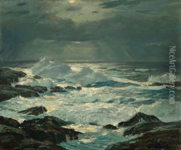 Moonlight Sonata, Seascape Oil Painting - William Ritschel