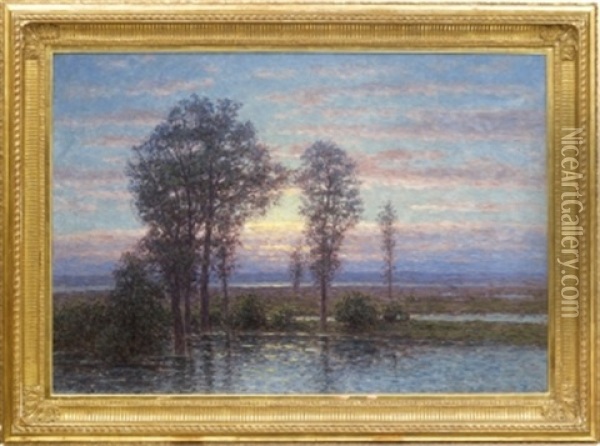 Solnedgang Over Oland Oil Painting - Per Ekstroem