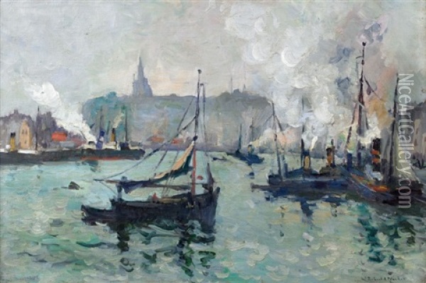 La Chapelle Notre-dame De Bon Secours Surplombant Le Port De Dieppe Oil Painting - Robert Antoine Pinchon