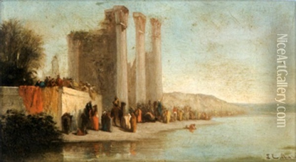 Ruines Au Bord Du Fleuve Oil Painting - Francois Germain Leopold Tabar(t)