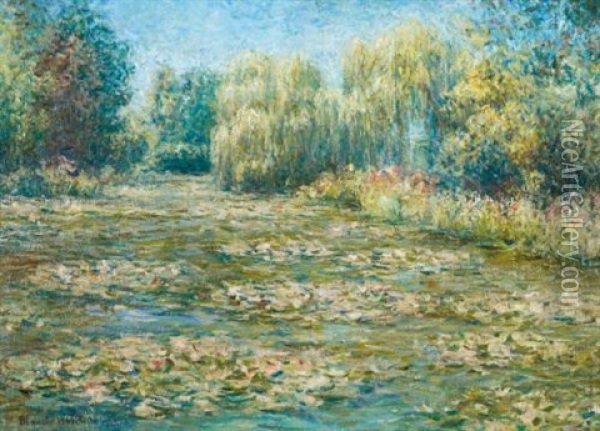 Nympheas A Giverny Oil Painting - Blanche Hoschede-Monet