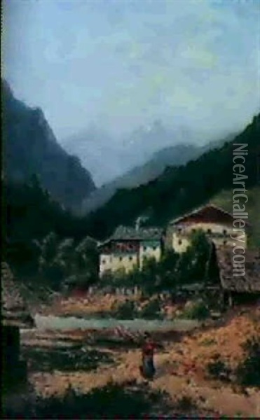 Motiv Bei Meran In Sudtirol Oil Painting - Theodor von Hoermann