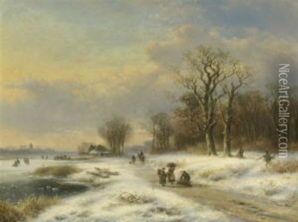 Hollandische Winterlandschaft Oil Painting - Lodewijk Johannes Kleijn