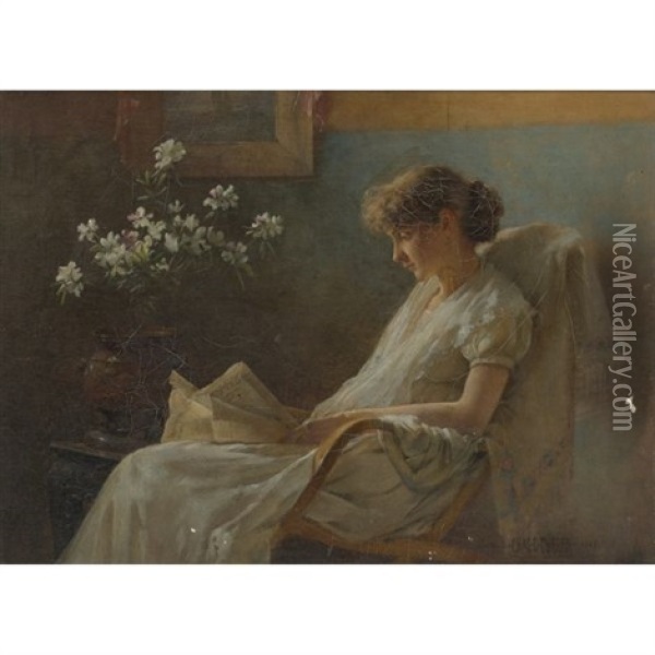 A Comfortable Corner Oil Painting - Charles Courtney Curran