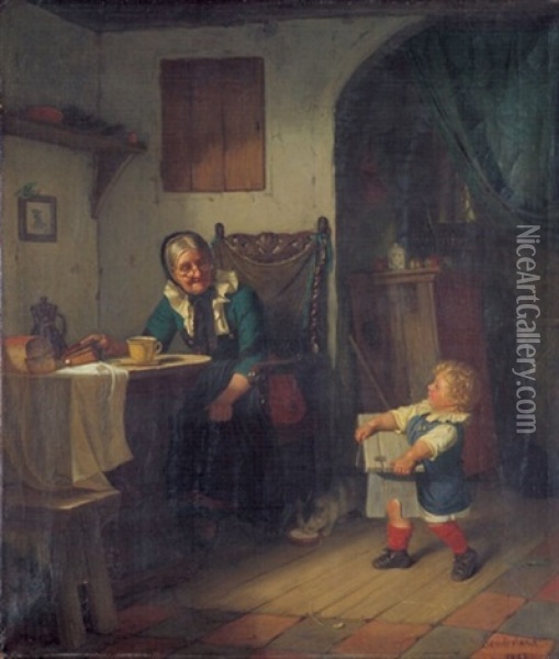 Der Galante Enkel Oil Painting - Fritz Sonderland