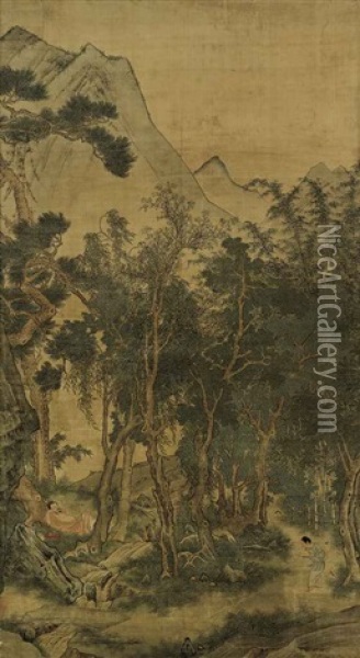 Summer Time In The Mountain Oil Painting -  Qiu Ying