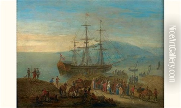 L'embarquement Des Diplomates Turcs Oil Painting - Jan-Baptiste van der Meiren