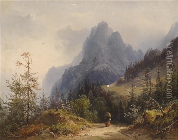 Blick Auf Das Muhlsteinhorn Oil Painting - Heinrich Carl Schubert